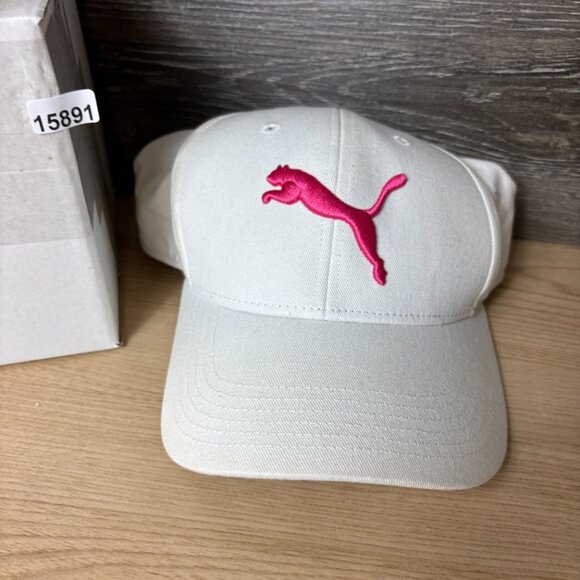 Puma Hat Cap Fitted One Size White Pink Performance Golf - Picture 9 of 9